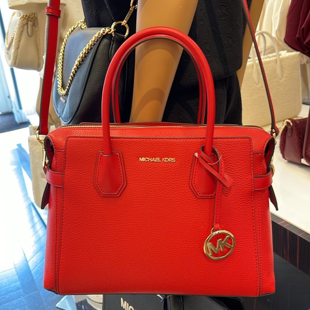 Michael Kors Mercer Medium Top-Zip Belted Satchel Crossbody Purse
BRIGHT RED
NW - Picture 16 of 16